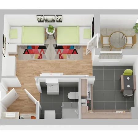 Mit 2 Einzelbetten, Terrasse, Parkplatz, Wlan, Voll Ausgestattet - Monteurwohnung Mf01 Apartamento