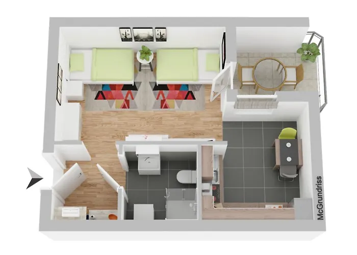 Mit 2 Einzelbetten, Terrasse, Parkplatz, Wlan, Voll Ausgestattet - Monteurwohnung Mf01 Apartamento